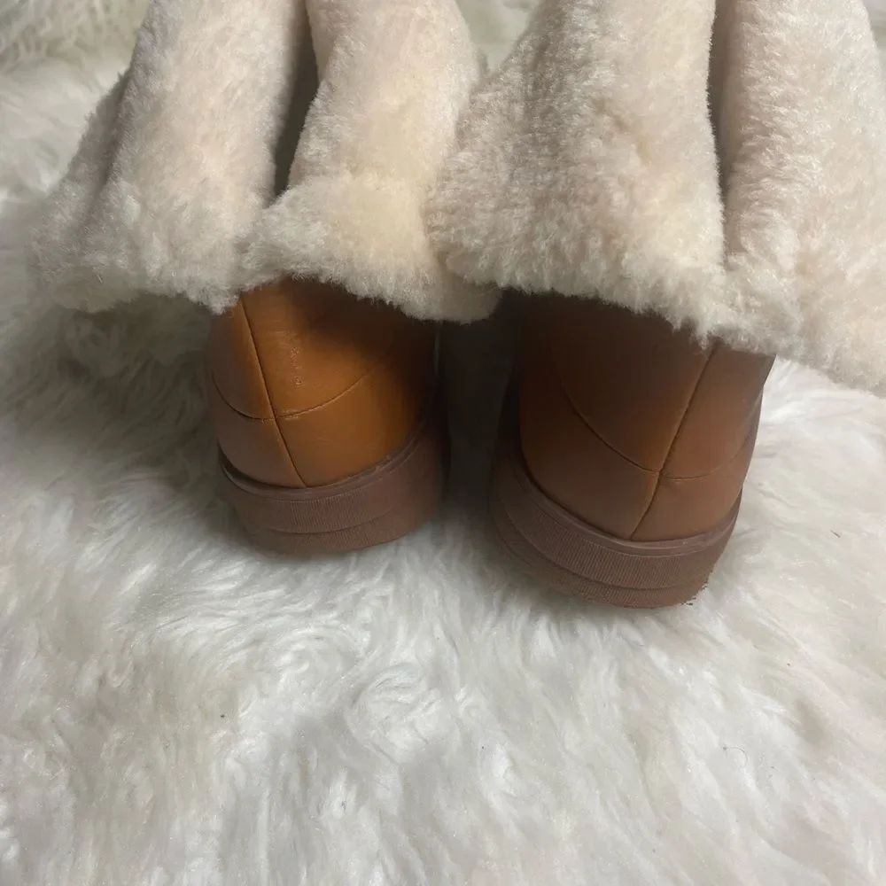 Fitflop Chestnut leather Shearling Ankle Boots SZ10 rubber soles. - Picture 7 of 13